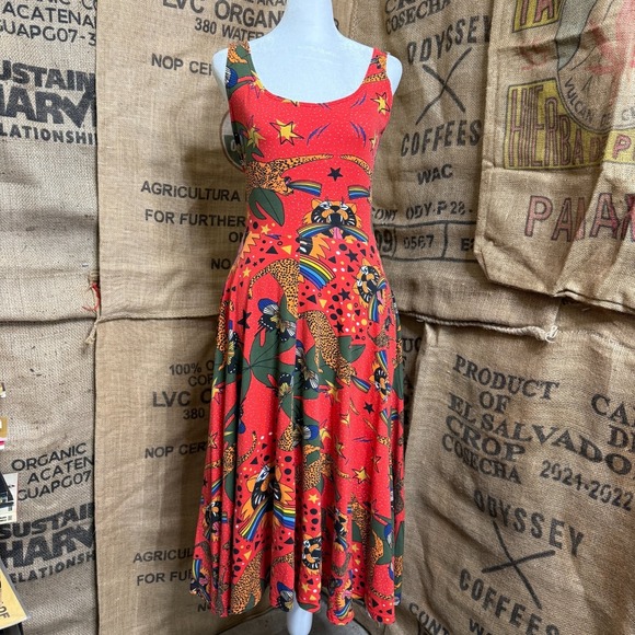 Nooworks Dresses & Skirts - Nooworks Naomi Dress Pride Tiger Red Womens S Sleeveless Fit Flare Midi